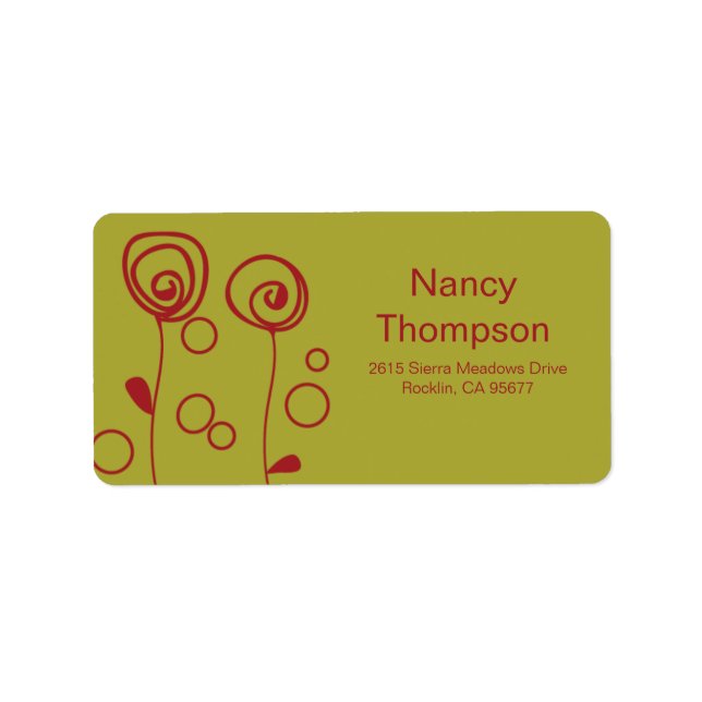 Snyggt Flowers - Red Adressetikett (Framsidan)