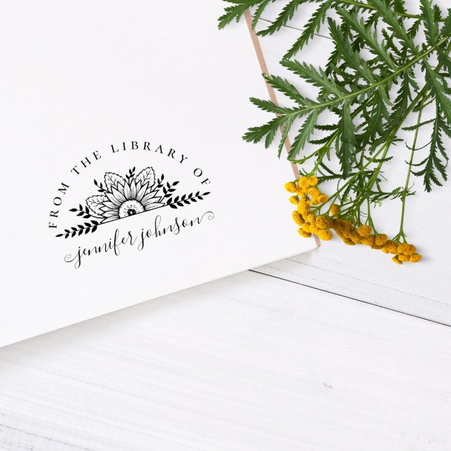 Snyggt Flowery från Bibliotek Anpassningsbar Bok Stämpel (Skapare uppladdad)