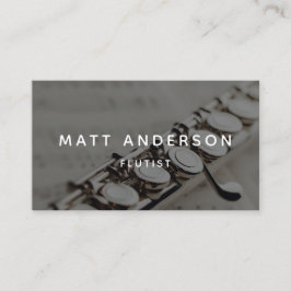 Snyggt Flute Musician Minimal Blue Visitkort