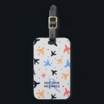 Snyggt, Flygplan, Mönster, Personlig Bagagebricka<br><div class="desc">Moderna flygplan mönster på grått. Snyggtens personlig bagagemärke.</div>