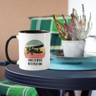 Snyggt flygplan & solnedgång, Vintage Retro stil A Mugg