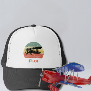 Snyggt flygplan & solnedgång, Vintage Retro stil E Keps