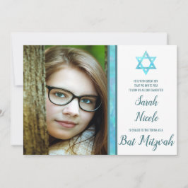 Snyggt för bat mitzvah blå opalmodern fotoChic Inbjudningar