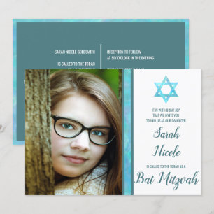 Snyggt för bat mitzvah blå opalmodern fotoChic Inbjudningar