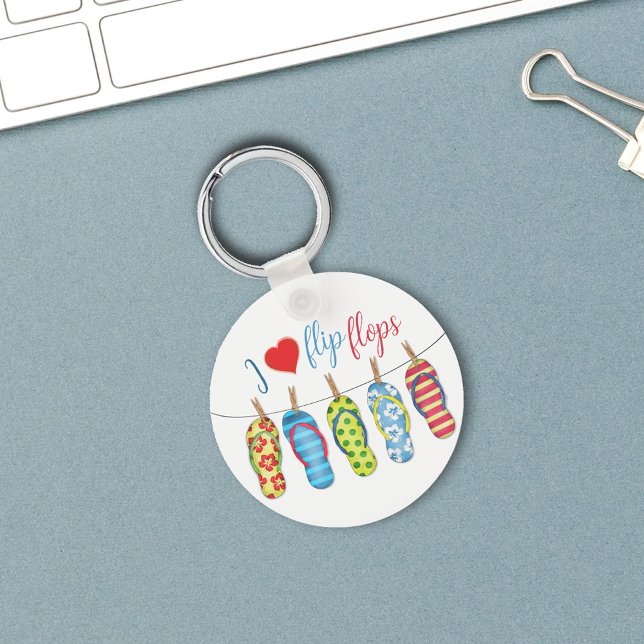 Snyggt för cute-Personlig-fack Nyckelring (Cute Beach flip flops personalized keychain. )