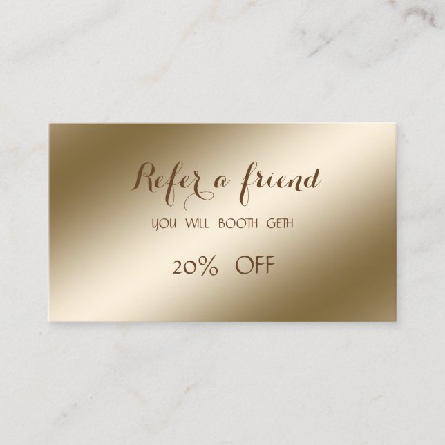 Snyggt för elegant ,Shiny-referenskort Rabattkort (Framsida)