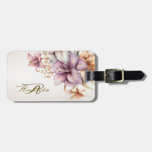 Snyggt för Eleganten Watercolor Boho Rosa Flowers  Bagagebricka