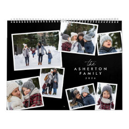 Snyggt för familjefotokollage - modern svart vit kalender