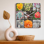 Snyggt för fotofoto på ro-blomma med mjuk accti fyrkantig klocka<br><div class="desc">Briljantrött, gult och orange ro och lush grönt, akvarium och svartkaktusar ska vara varma sommardagar. Njut av blommarna och den fredliga atmosfären i en levande trädgård när du tittar på den här häpnadsväckande, grafiska fotografiväggskuren. Gör en underbar hemmavärmargåva! Du kan enkelt anpassa väggklockan. Var snäll och meddela mig med eventuella...</div>
