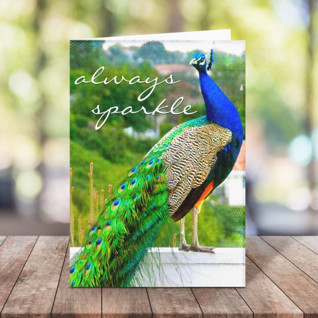Snyggt för Gnistra av Blått Grönt, Peacock Photo A Kort (Skapare uppladdad)