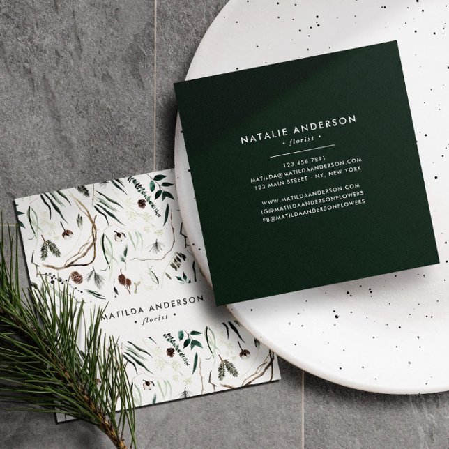 Snyggt för modern elegant för blommigt av utspädd  fyrkantigt visitkort (Skapare uppladdad)