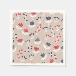 Snyggt för rödblått Land-lantbruk med enkel Blommi Pappersservett