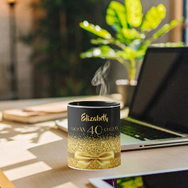 snyggt för svart guld monogram på 40 års födelseda mugg