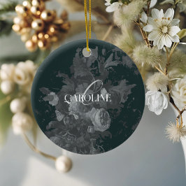 Snyggt för Vintage av djupgående Grönt, Blommigt, Julgransprydnad Keramik