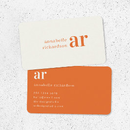 Snyggt för vintage Typografi Monogram Retro-Orange Visitkort