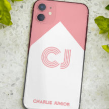 snyggt för vit och rosa, monogrammad