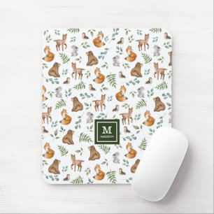 Snyggt Forest Animals Woodland Greenery Mönster Musmatta