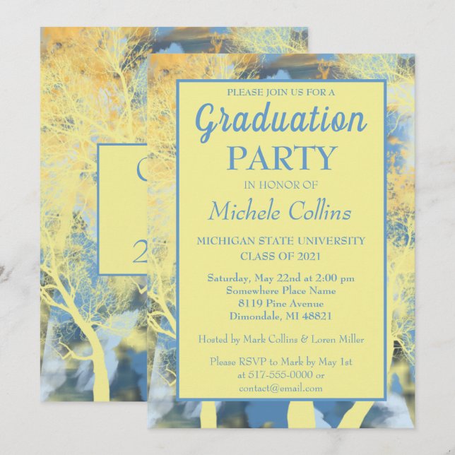 Snyggt Forest Sunset Party-inbjudan Inbjudningar (Fram/baksida)