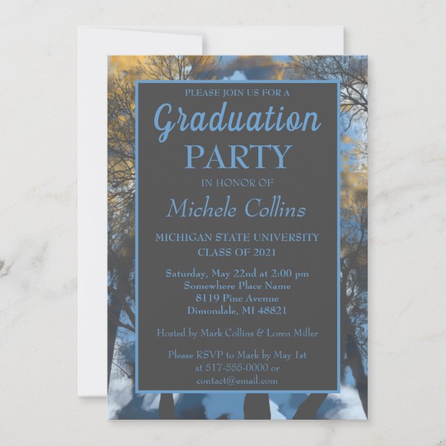 Snyggt Forest Sunset Party-inbjudan Inbjudningar (Framsida)