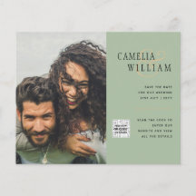 Snyggt Foto Bröllopsinbjudan QR-kod Spara Datum Gr