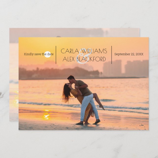 Snyggt Foto Modern Bröllop spara datum Spara Datumet (Fram/baksida)