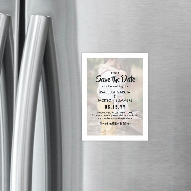 Snyggt Fotoövertäckning Modern Bröllop spara datum Magnetisk Inbjudningskort (Skapare uppladdad)