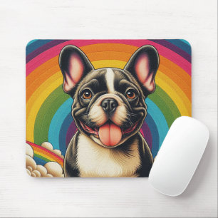 Snyggt Fransk Bulldog Hund Färgfläckig regnbåge Musmatta