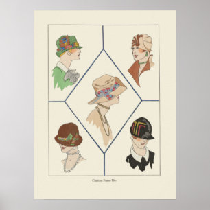 Snyggt Fransk Illustration Art Deco för kvinnor Poster