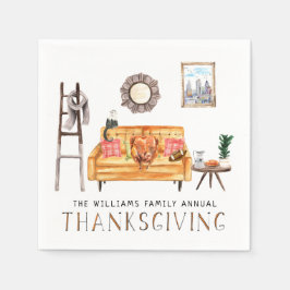 Snyggt Friendsgiving-vänligt tackfestfirande Pappersservett
