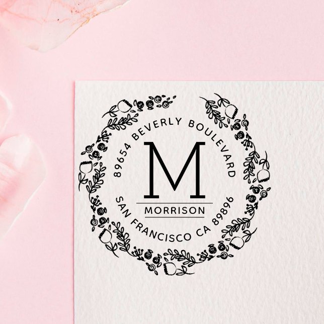 Snyggt Fuchsia Hand- dragen Returadress för utandn Självfärgande Stämpel (Skapare uppladdad)