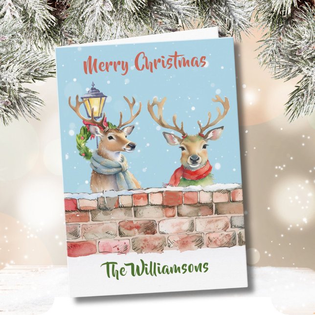 Snyggt Funky Quirky Watercolor Reindeer Kort (Skapare uppladdad)