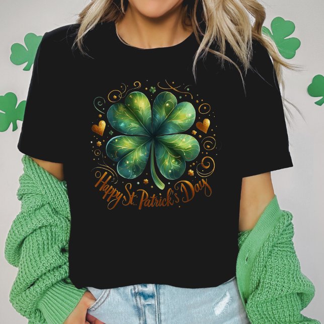 Snyggt Fyrklöver St patrick's day T-Shirt (Stylish Four Leaf Clover St Patrick's Day T-Shirt)