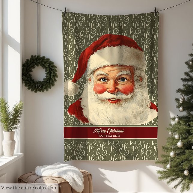 Snyggt gammalmodigt jultomteblad fleecefilt (Delightful Old Fashioned Santa Christmas Blanket)