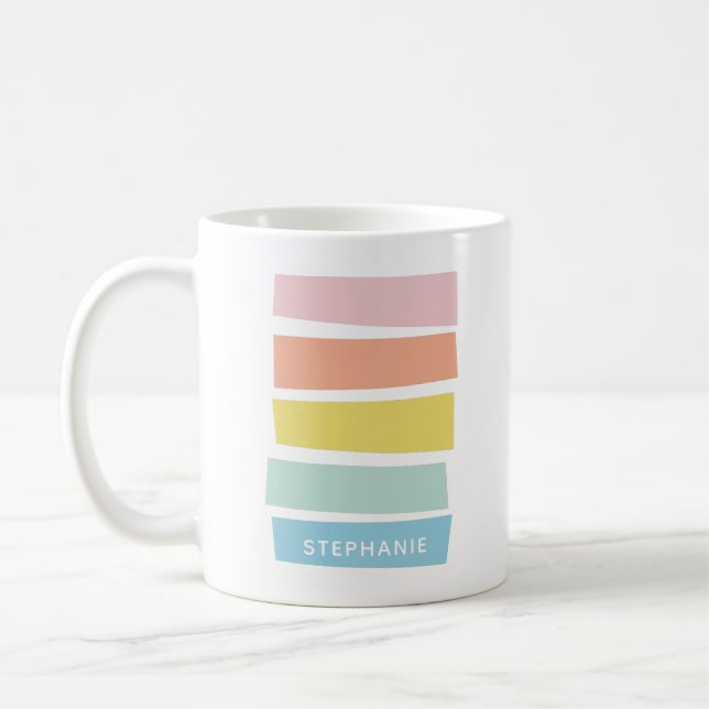 Snyggt Geometric Colorful Pastel Personlig Kaffemugg (Vänster)