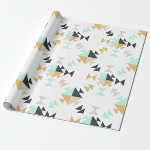 Snyggt Geometric Quilt Mönster Mint Black Guld Presentpapper