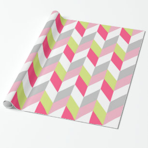 Snyggt Geometric Rosa Grönt Grått Mönster Presentpapper
