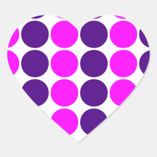 Snyggt Gifts for Girls: Rosa & Lila Polka dots Hjärtformat Klistermärke
