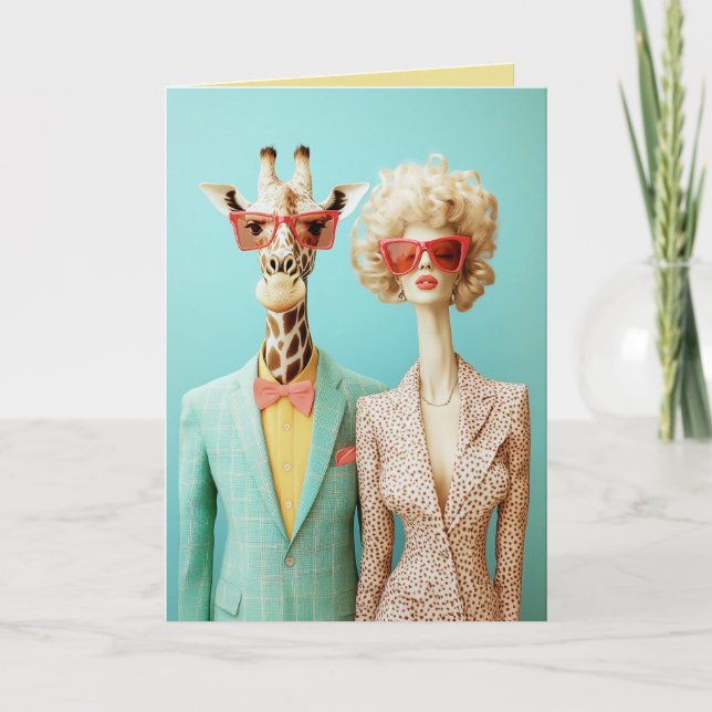 Snyggt Giraffe och Woman Inbjudan (Framsida)