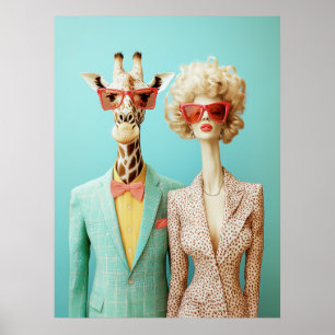 Snyggt Giraffe och Woman Poster