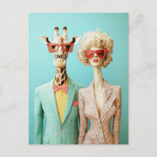 Snyggt Giraffe och Woman Vykort