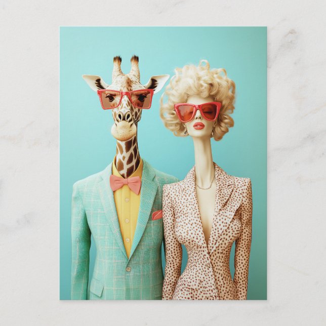 Snyggt Giraffe och Woman Vykort (Framsida)