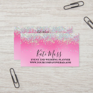 Snyggt Girly Dripping Rosa Glitter Affärskort Visitkort