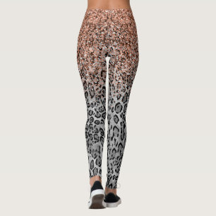Snyggt Girly Ro Guld Glitter Leopard Leggings