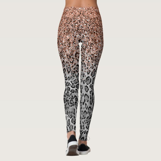 Snyggt Girly Ro Guld Glitter Leopard Leggings (Baksida)