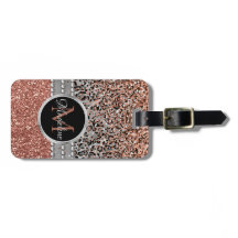 Snyggt Girly Ro Guld Glitter Leopard Monogram