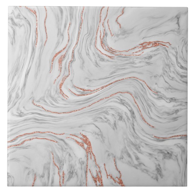 Snyggt Girly Ro Guld Glitter och Marble Kakelplatta (Framsidan)