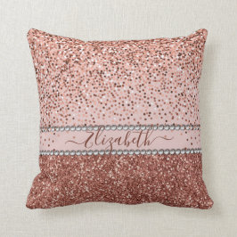Snyggt Girly Ro Guld Glitter Rhinestone Namn Kudde