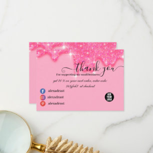 Snyggt Girly-Rosa Glitter - tackkort Tack Kort