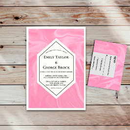 Snyggt Girly Rosa Minimal Abstrakt Paint Bröllop Inbjudningar