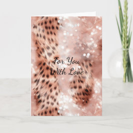 Snyggt Girly Rosa ros Guld Glitter Glitz Kort